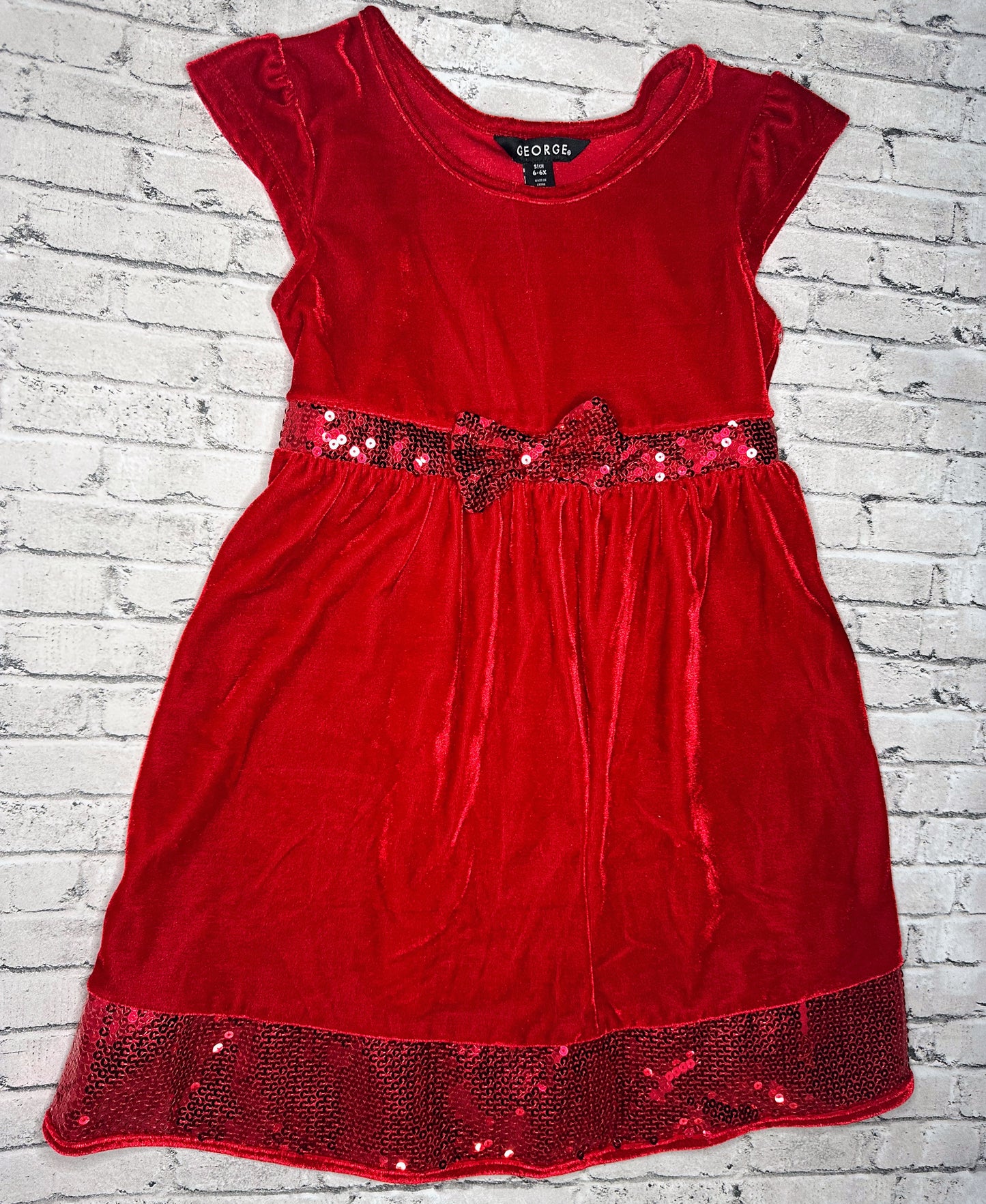 George - Red Velvet Dress - 6/6x