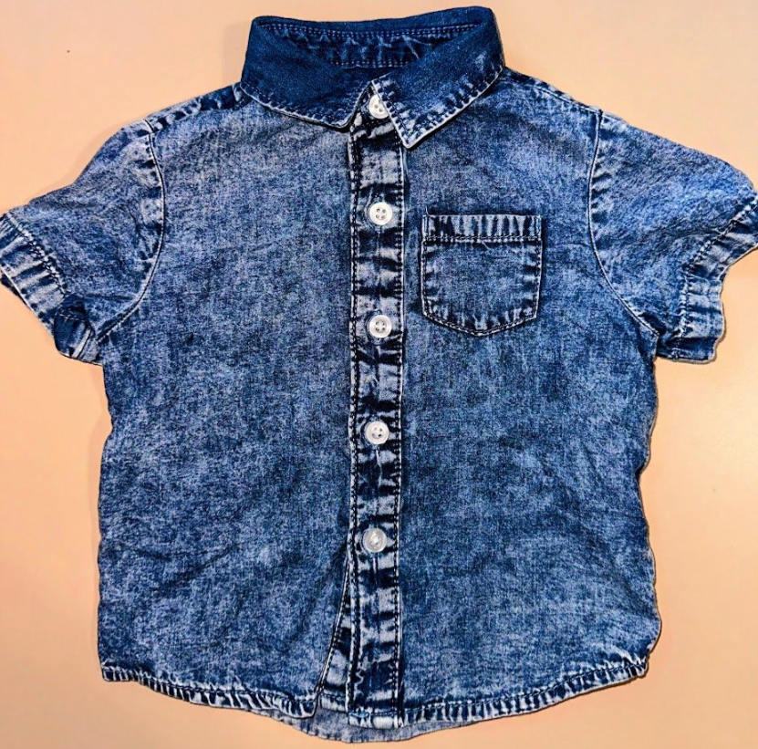 Wonder Nation: Faux Denim Button Up- 12m
