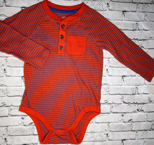 Cat & Jack: Orange/Blue Stripe Bodysuit-18m