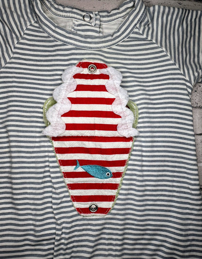 Mudpie: Alligator Stripe Romper- 0/3m