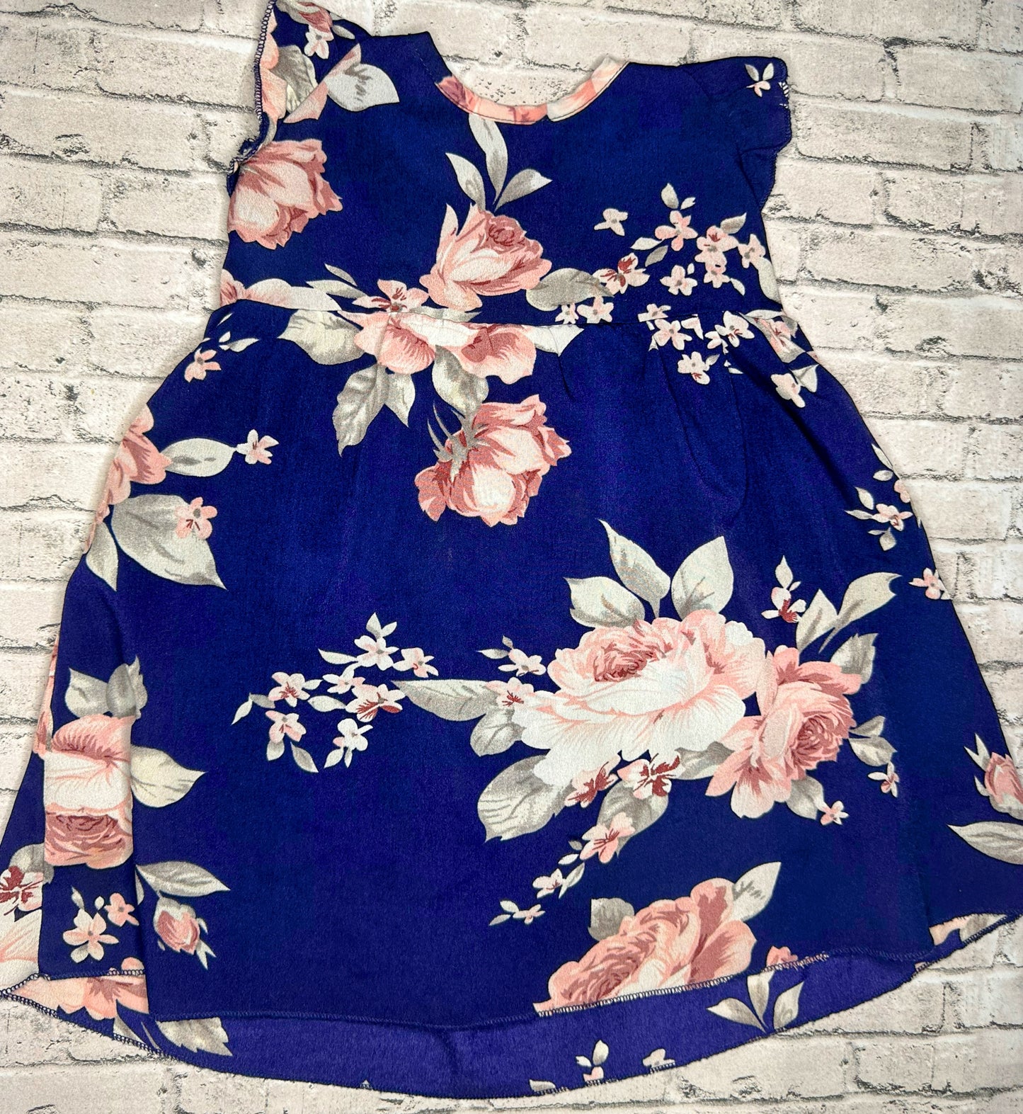 Navy Floral Dress- 100 (2T)