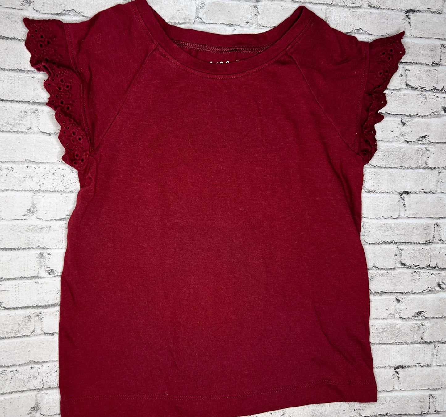 Cat & Jack: Maroon Lace Sleeve Top- 6/6x