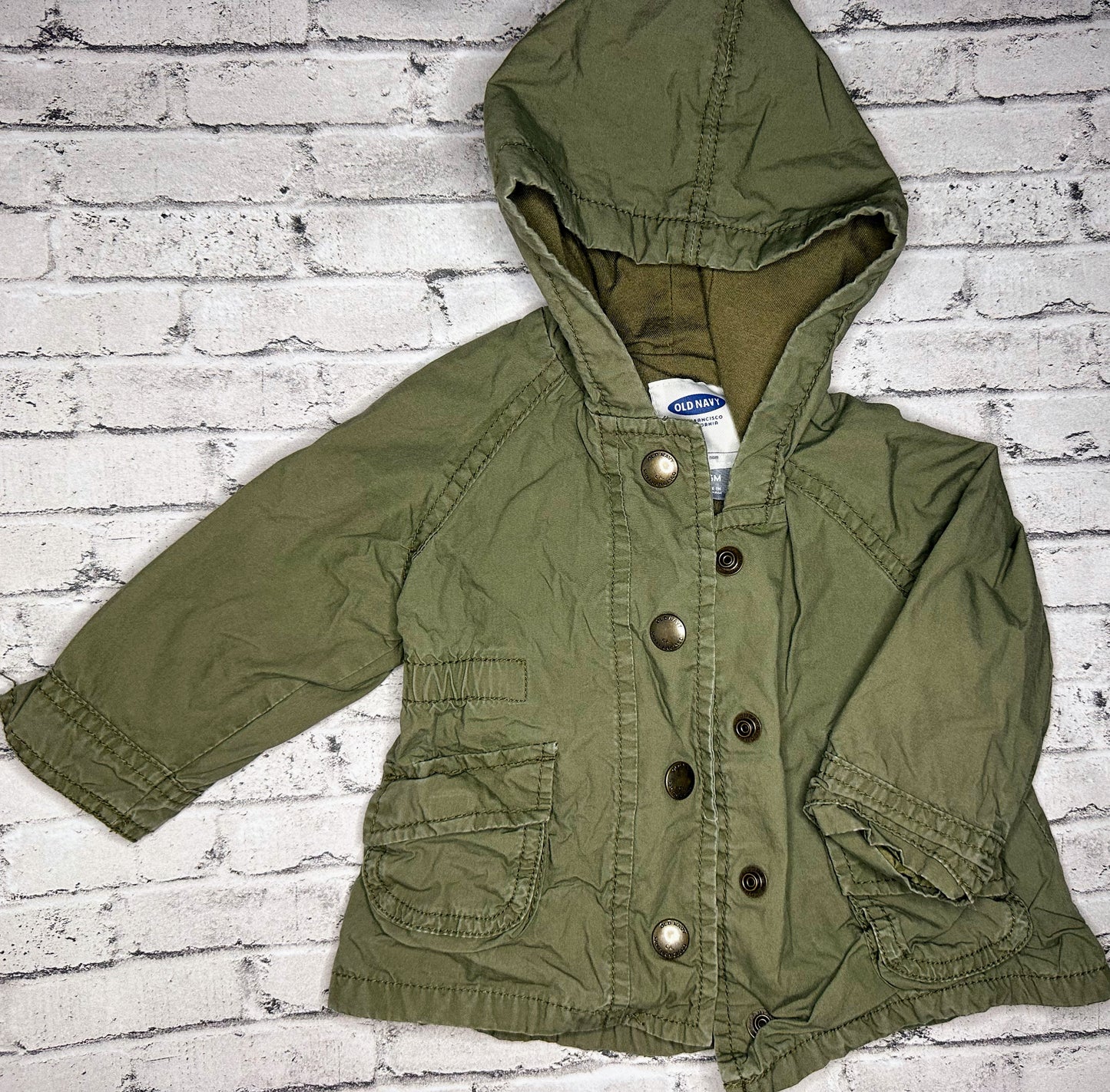 Old Navy: Olive Snap Jacket - 3/6m