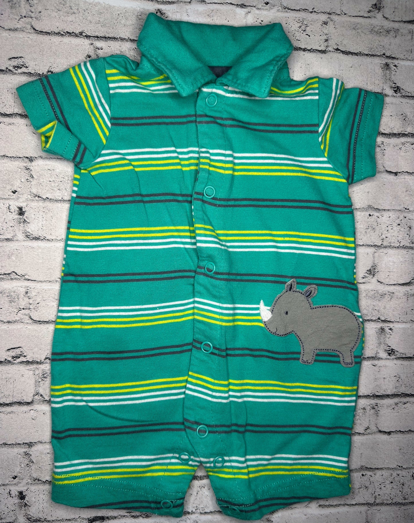 Child of Mine: Stripe Rhino Romper- Newborn