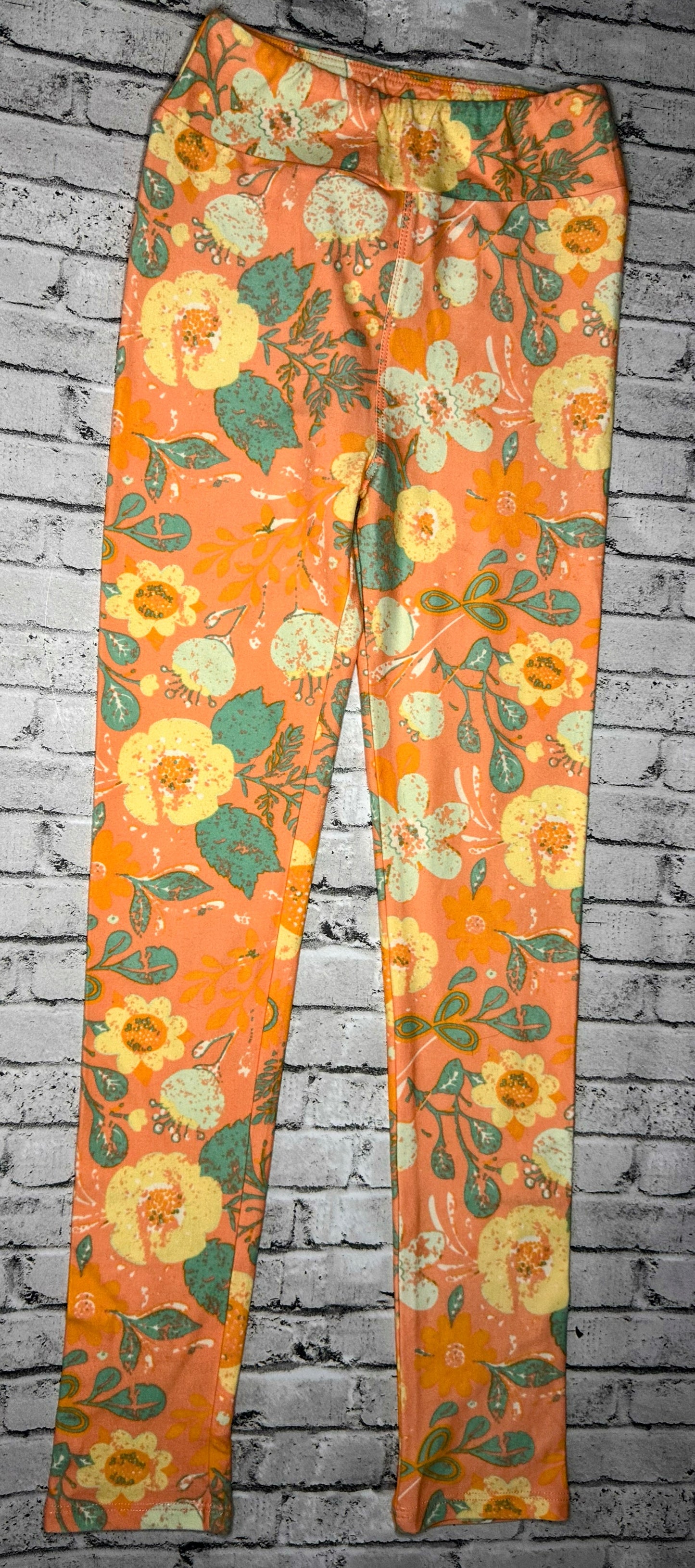 LulaRoe: Orange Floral Leggings - L/XL