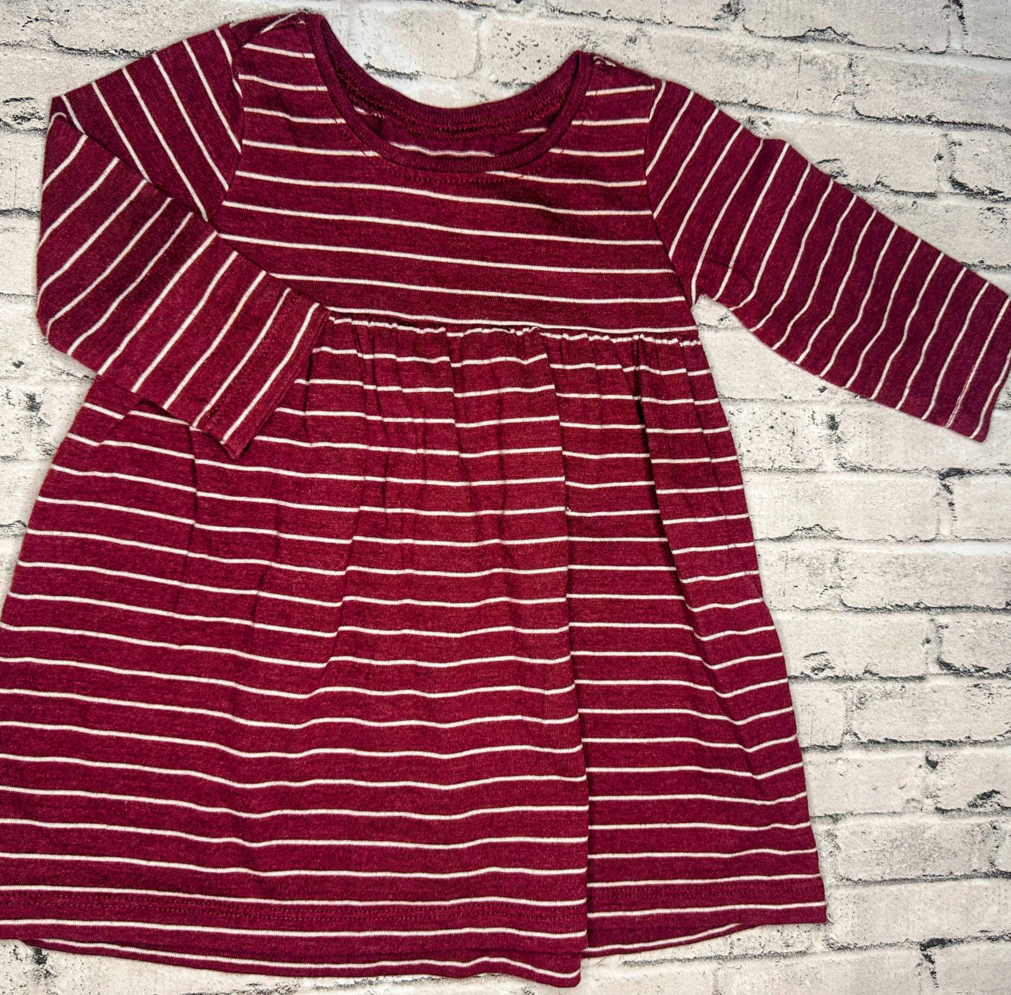 Old Navy: Maroon Stripe Dress- 3/6m