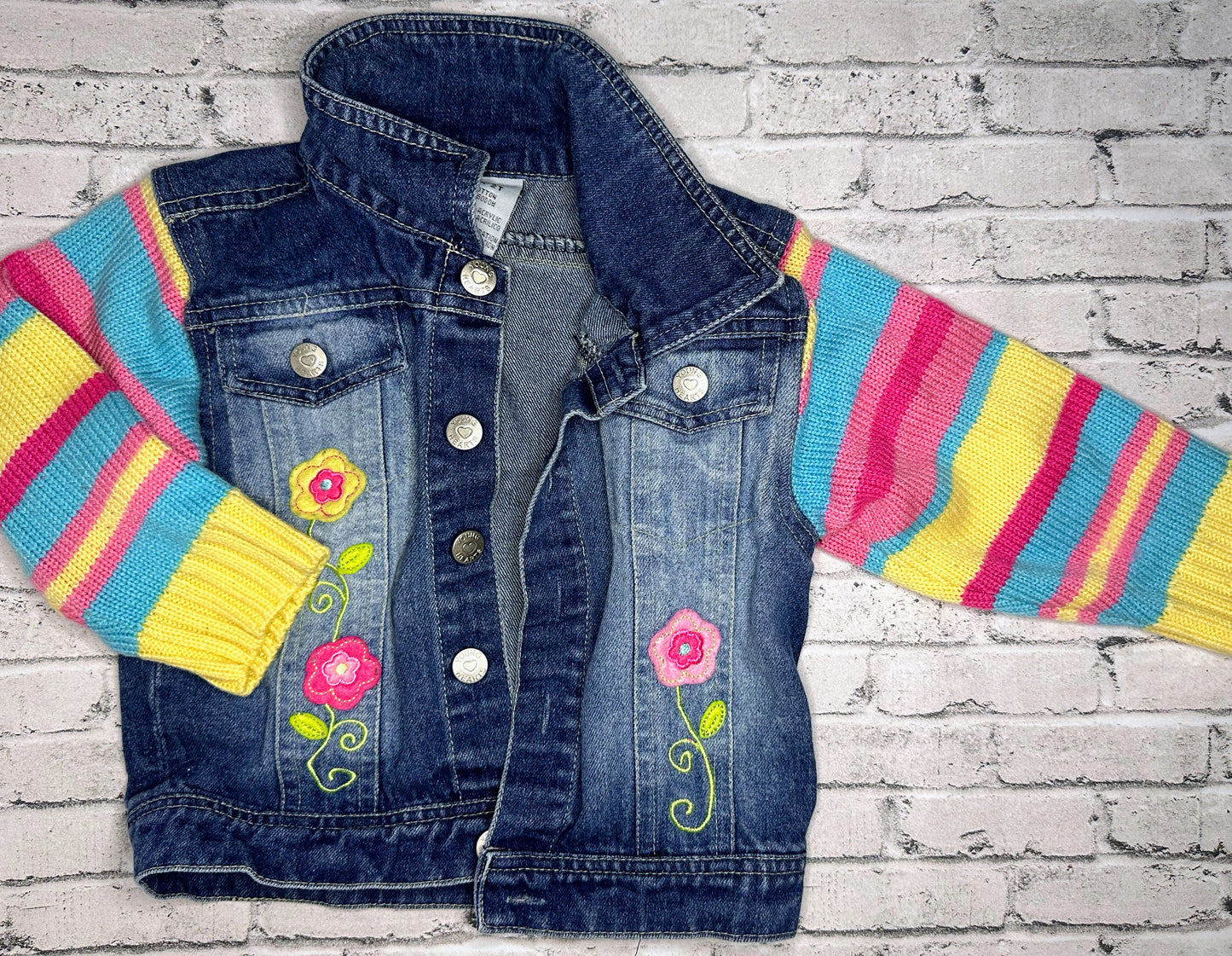 Embroidered Knit Denim Jacket - 2T