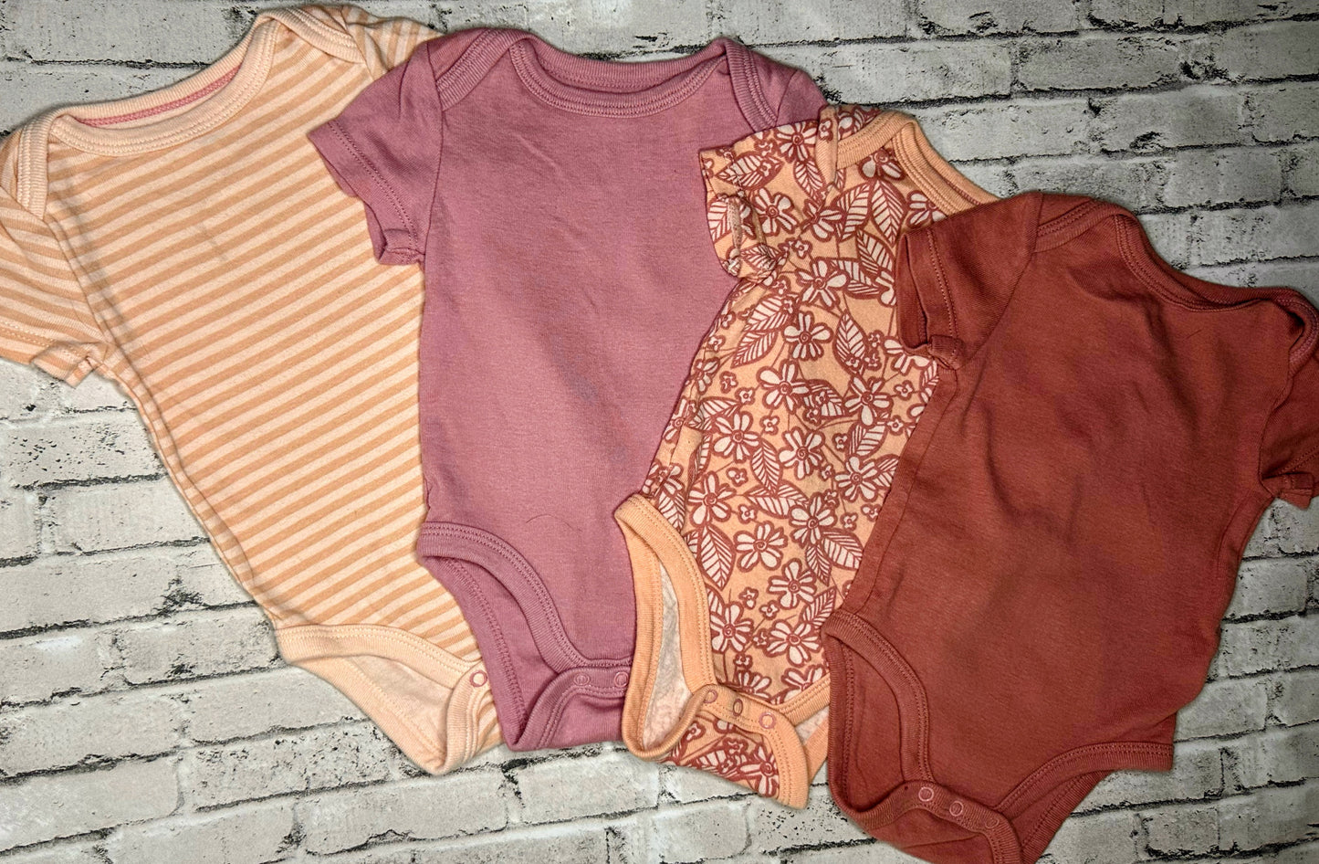 Cloud Island: 4pk Pink Bodysuits- 0/3m