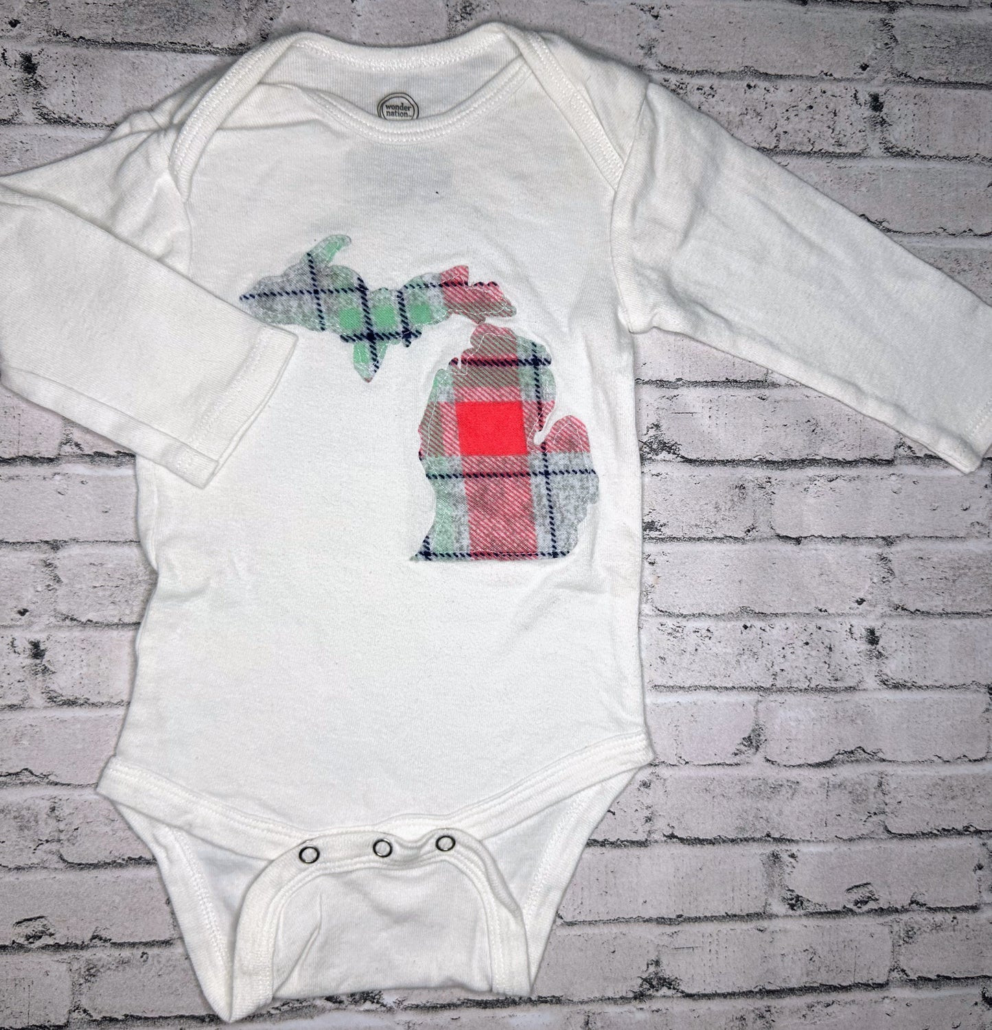 Wonder Nation: Hand Stitched U.P. Bodysuit - 6/9m