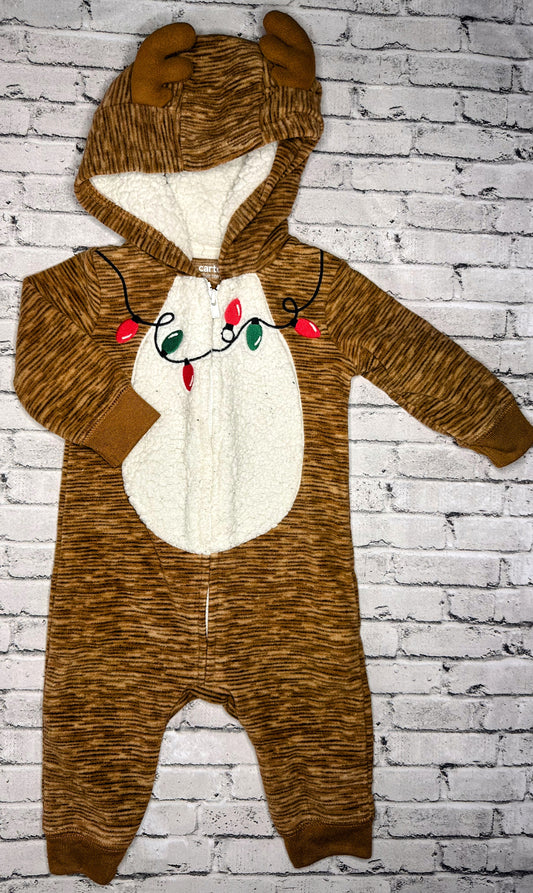 Carter’s: Sherpa Reindeer Jumpsuit - 6m