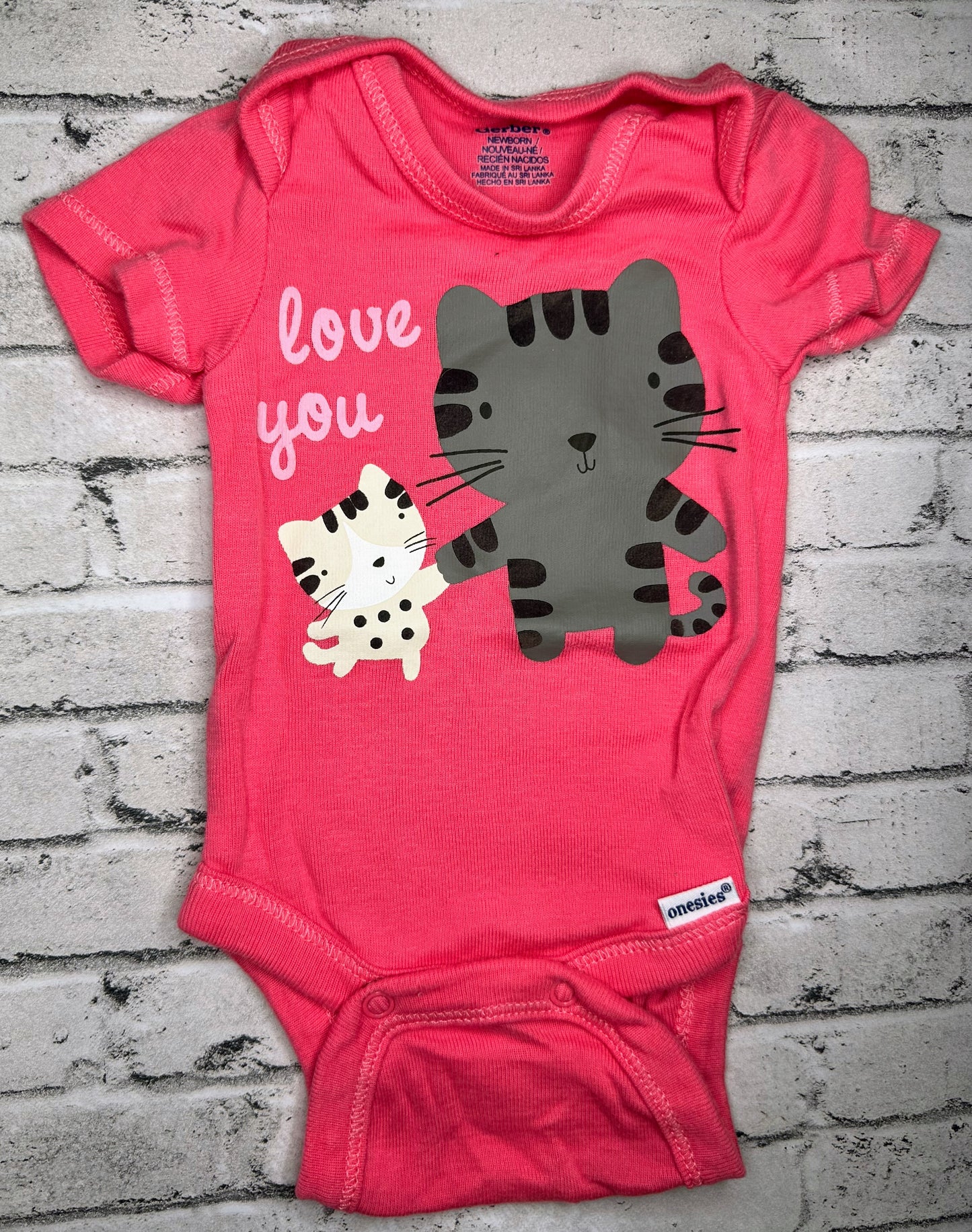 Gerber: “Love You” Kitty Bodysuit - Newborn