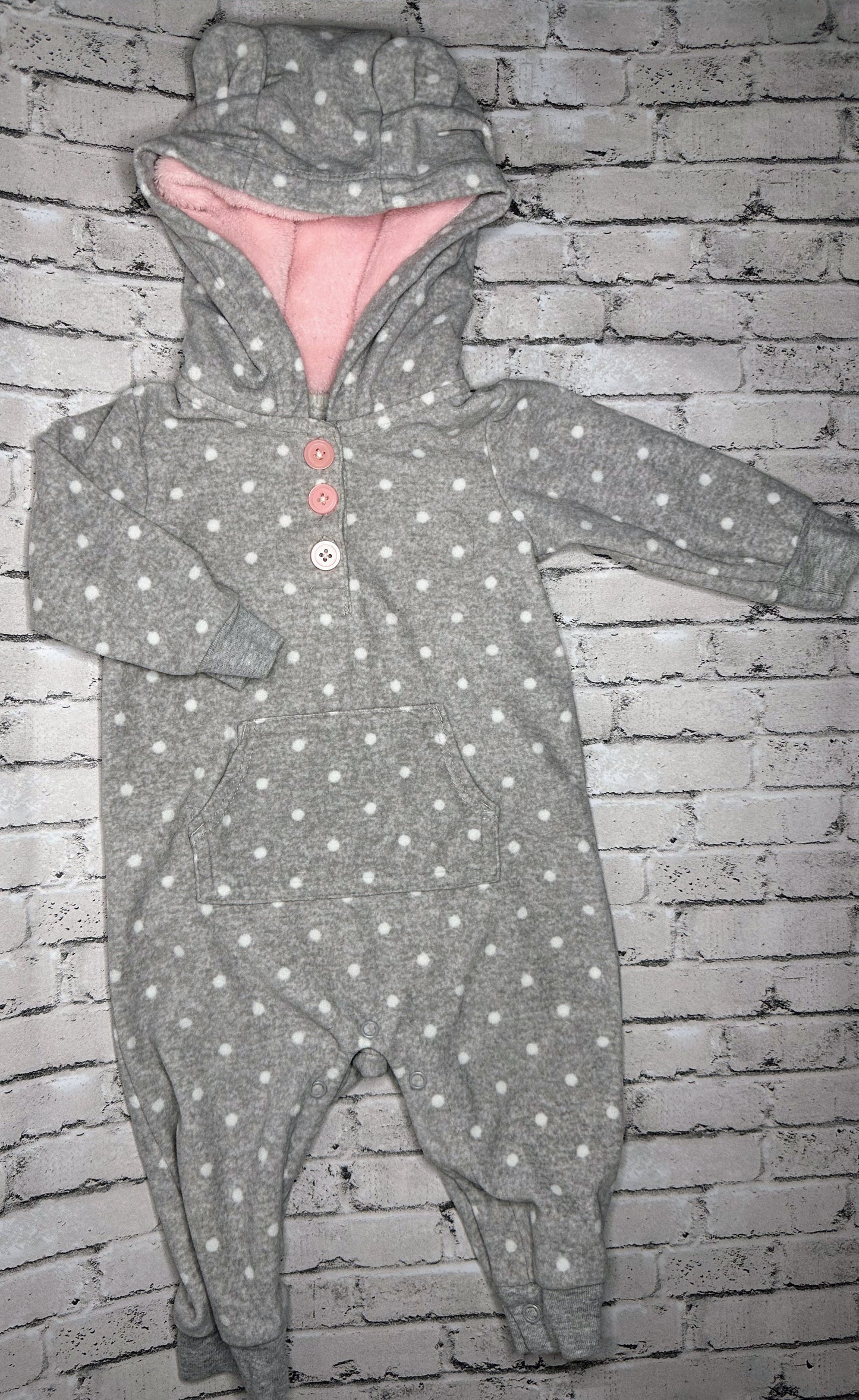 Carter’s: Fleece Polk-A-Dot Jumpsuit - 6m