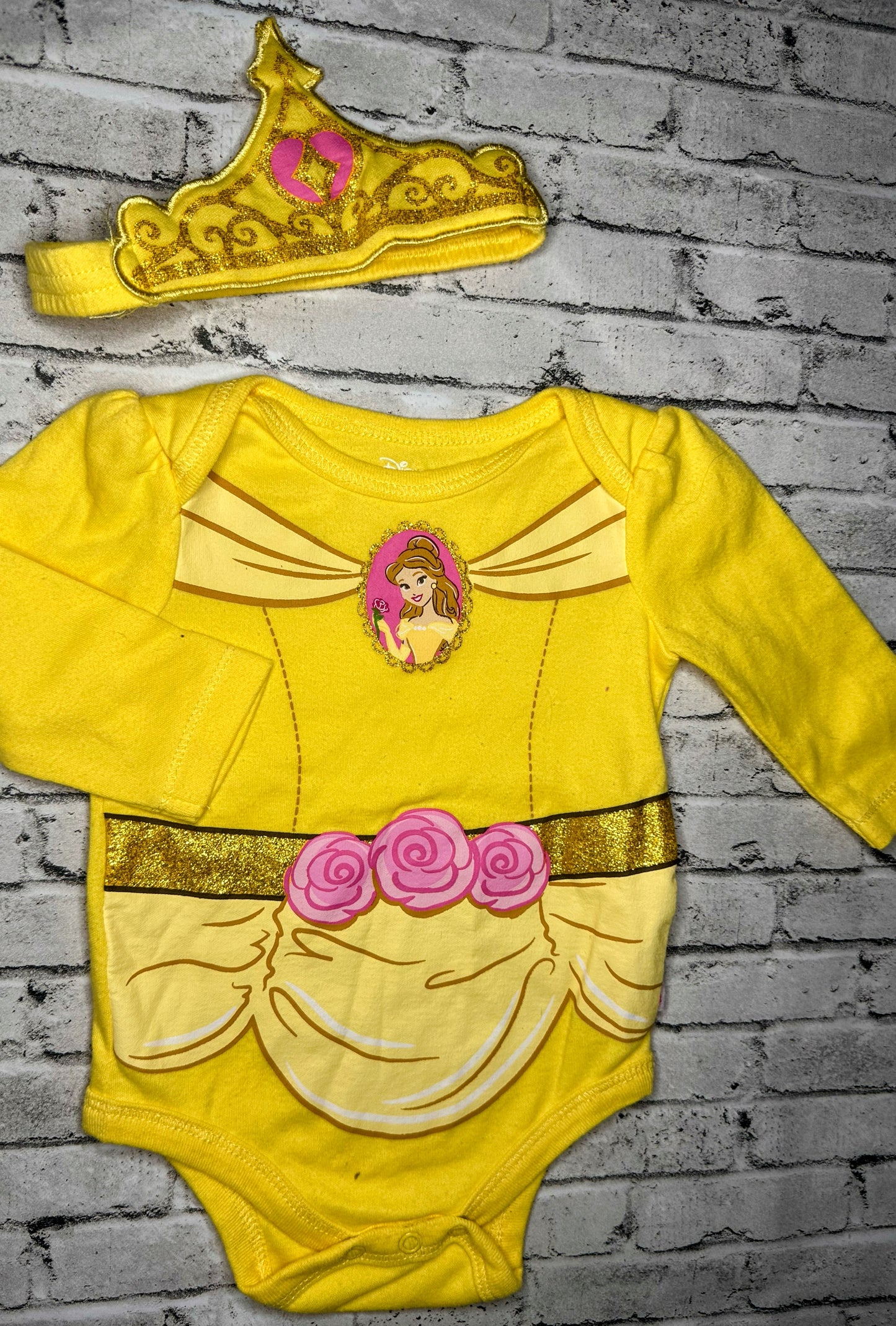 Disney: Belle Bodysuit + Crown- 0/3m