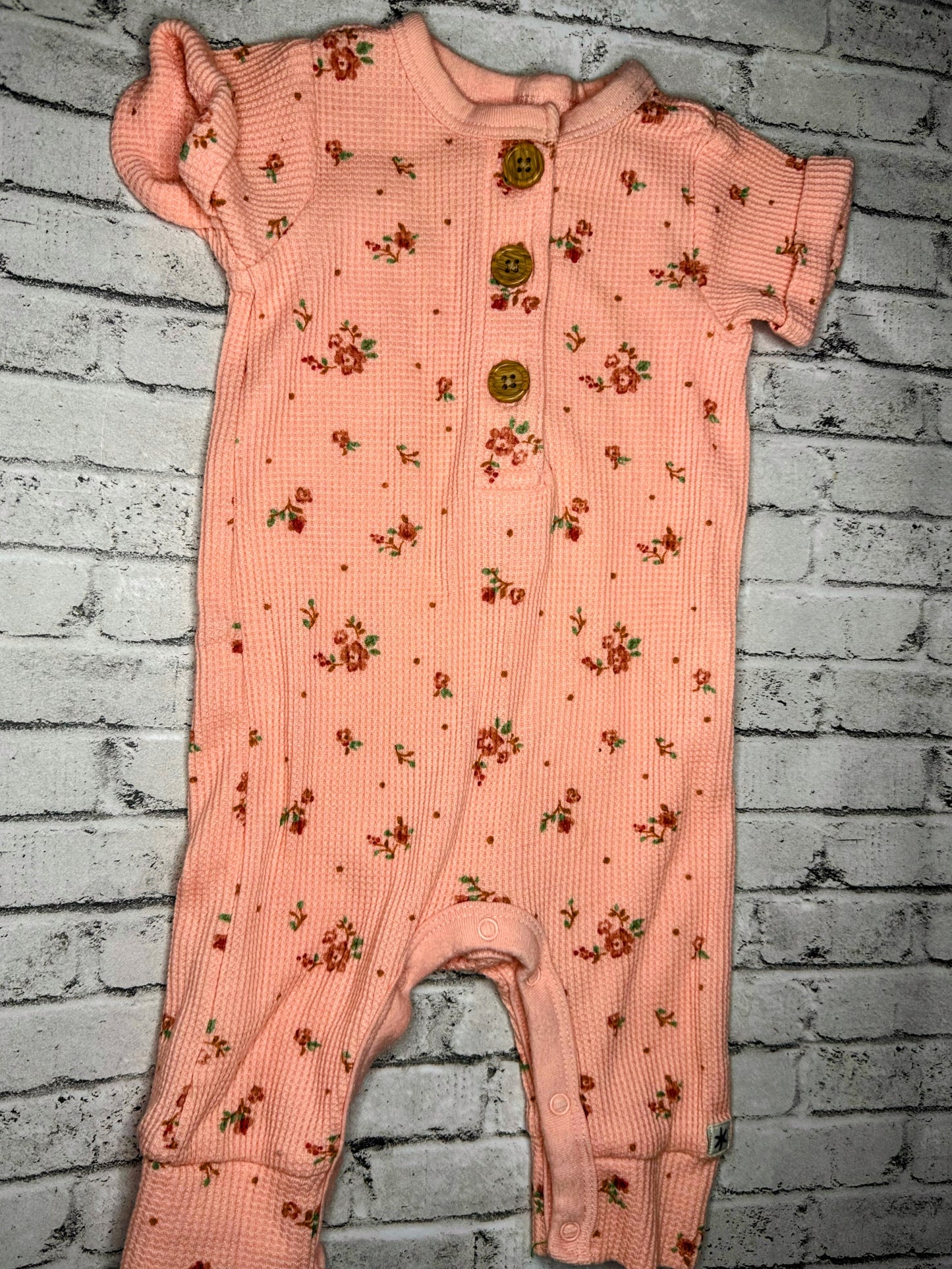 Modern Moments: Pink Floral Jumpsuit- 0/3m