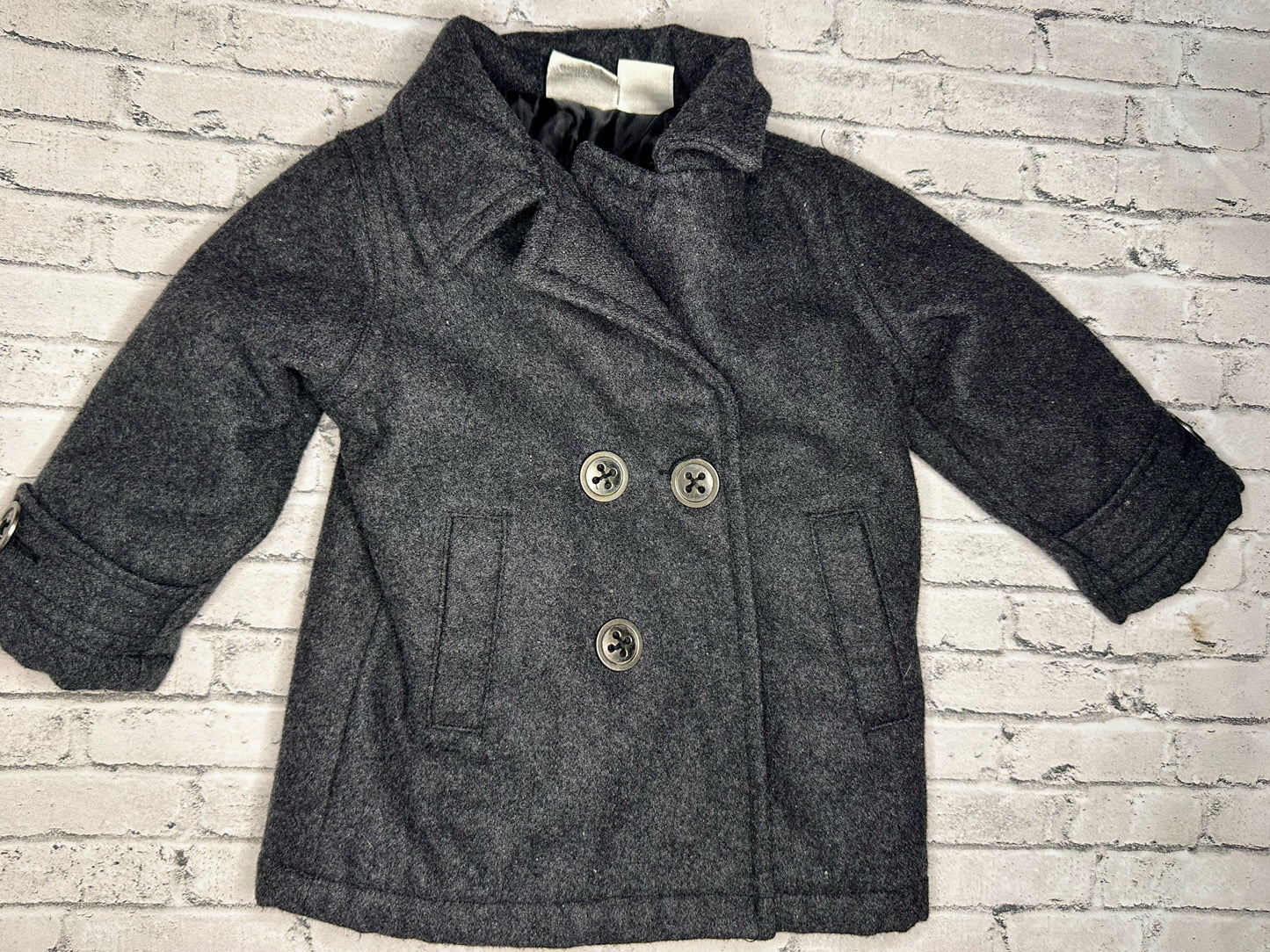 Koala Bear: Gray Button Wool Coat- 9m