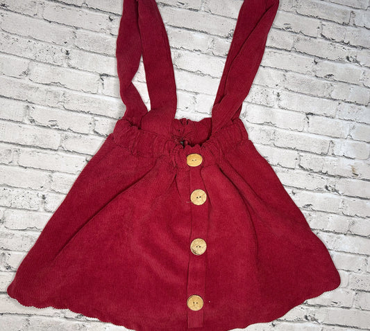 Maroon Button Overall Skirt- Medium (8)