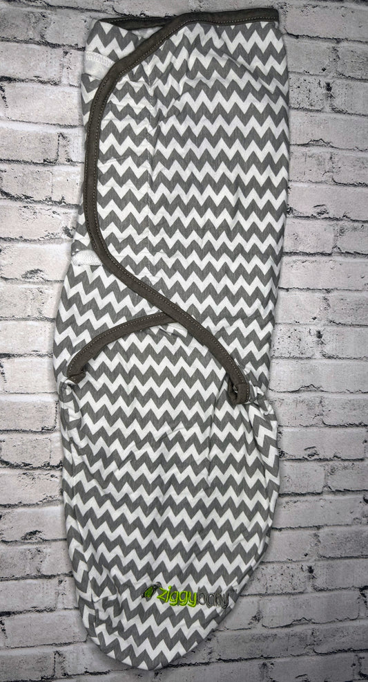 Ziggy Baby: Gray Chevron Velcro Swaddle- SM/MD