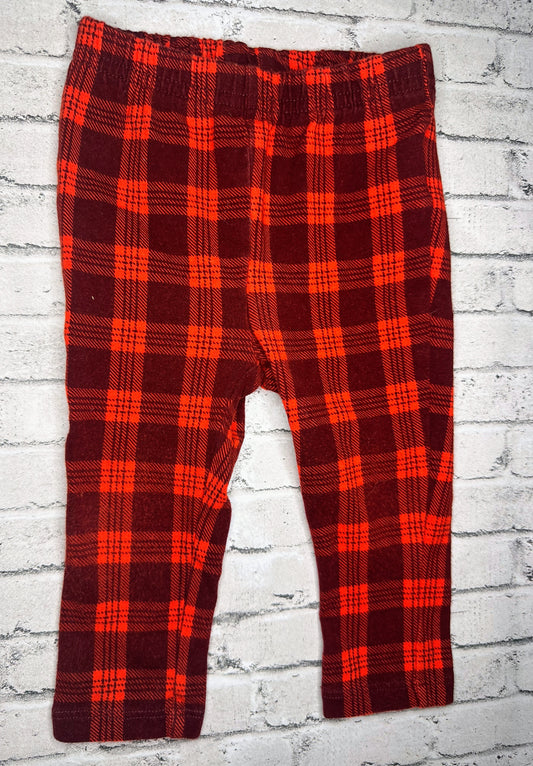 Old Navy: Red Plaid Leggings - 6/12m