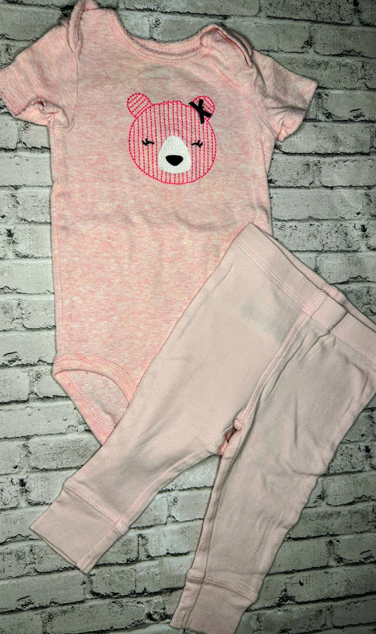 2pc Pink Bear Set- 3/6m