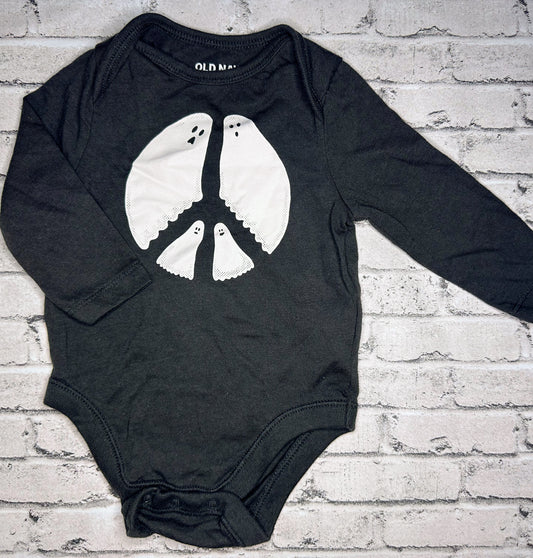 Old Navy: Peace Ghosts Bodysuit - 0/3m