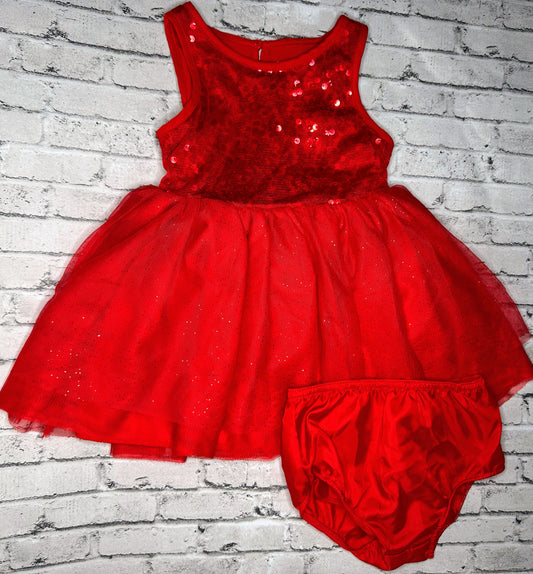 Cat & Jack: Red Sparkle Dress- 12m