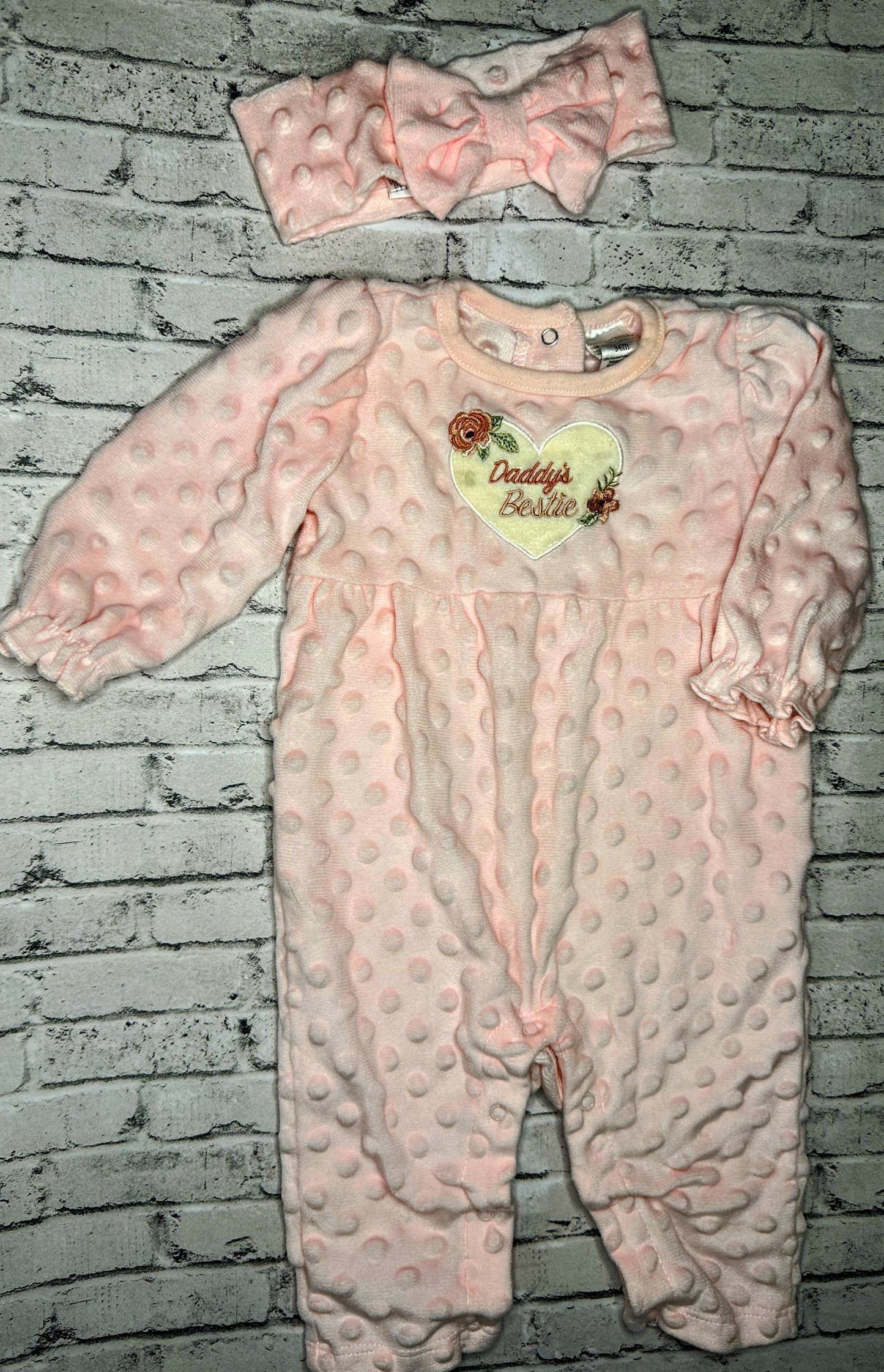 Kyle & Deena: SOFT “Daddy’s Bestie” Jumpsuit + Bow - 3/6m