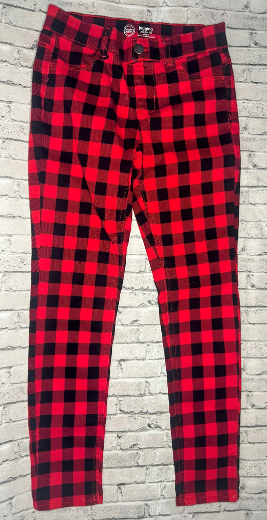 Wonder Nation: Red Plaid Denim Jegging- 10/12