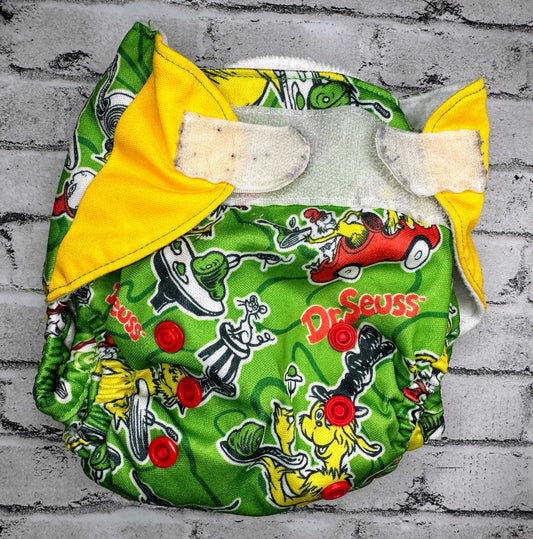 Green Eggs & Ham Velcro Cloth Diaper + 1 Insert