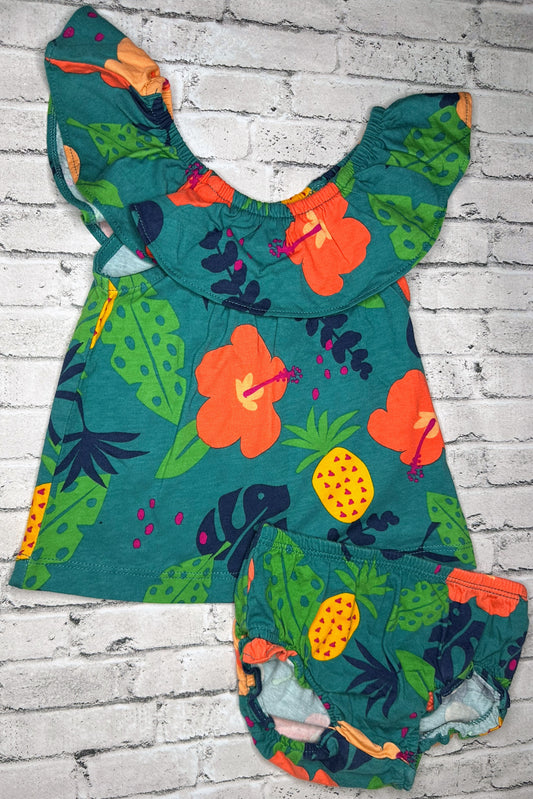 Carter’s: Floral Ruffle Dress- 3/6m