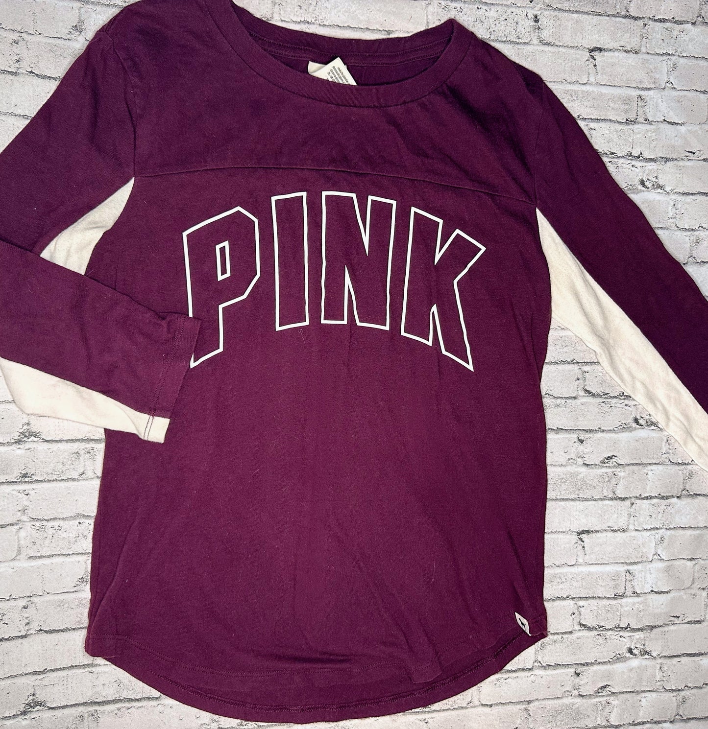 PINK: Maroon 3/4 Sleeve Graphic Tee- Adult XS