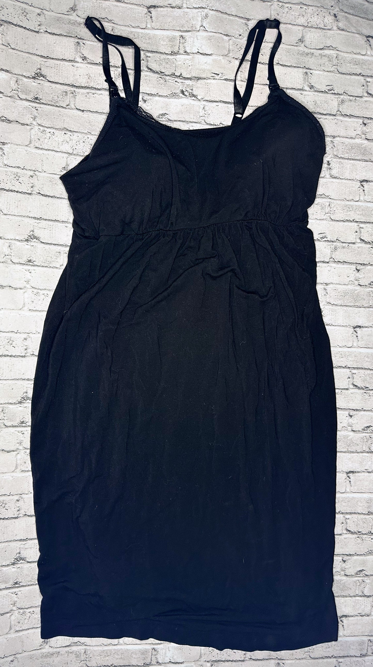 Black Lace Tripe Sleep Dress- M