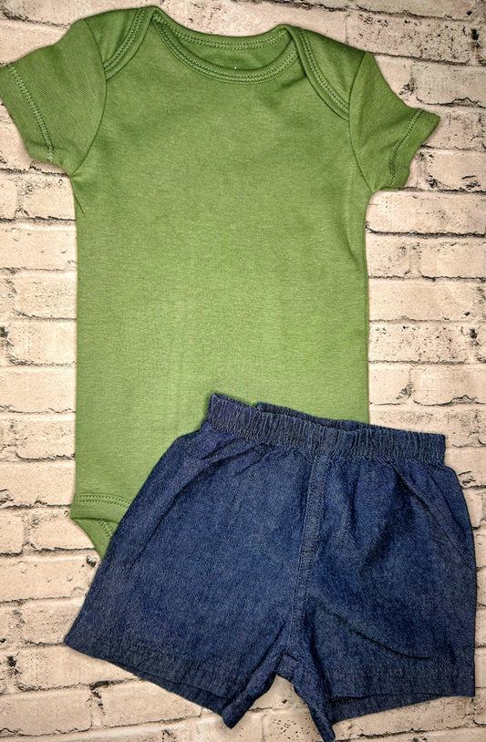 Carter’s: 2pc Olive Summer Set- 6m