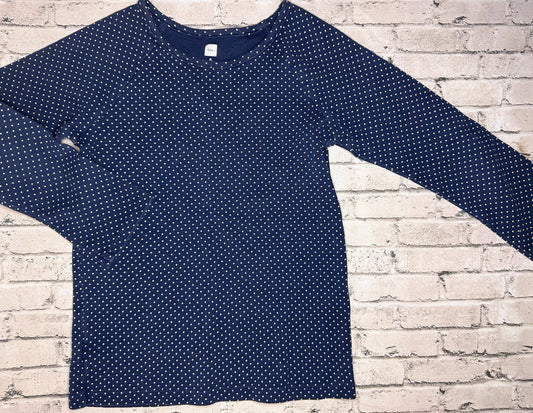 Tea: Navy Polk-a-Dot Top- 6