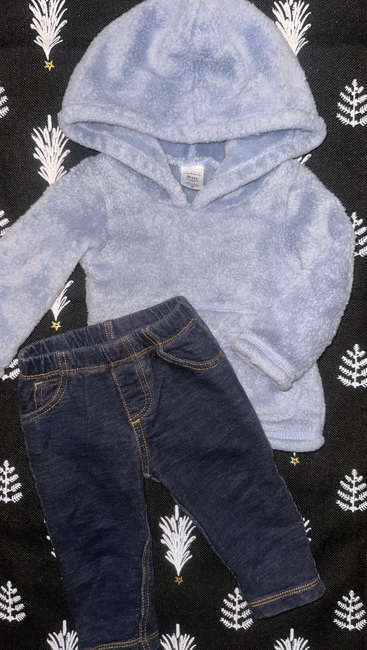 Carter’s: 2pc Soft Blue Hoodie Set- 9m