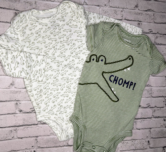 Carter’s: 2pk Alligator Bodysuits- 3M