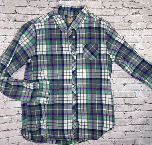 Faded Glory: Mint/Purple Button Up- 10/12