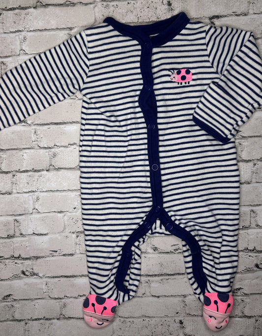 Carter’s: Navy Stripe Ladybug Sleeper- Newborn