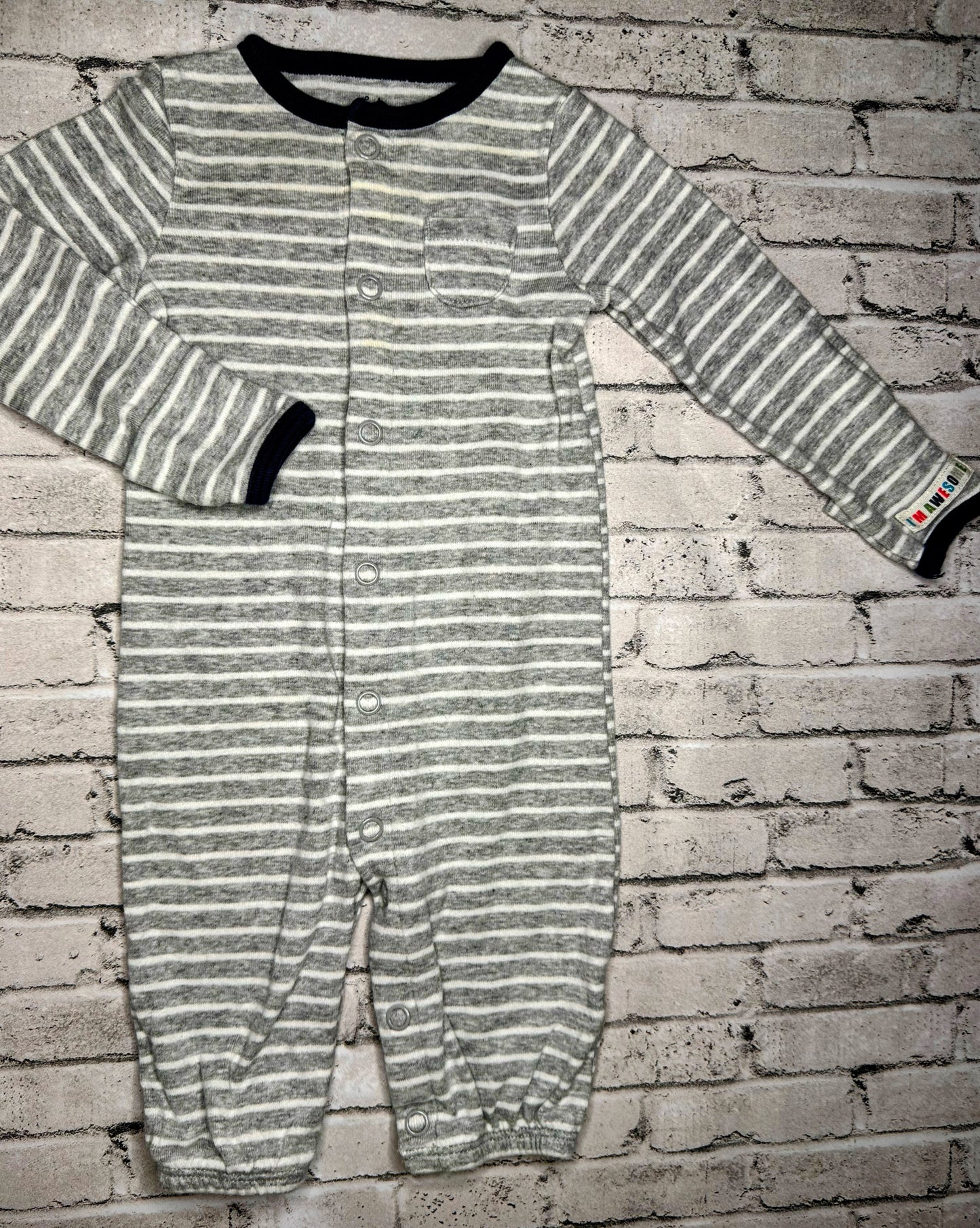 Carter’s: Gray Stripe Jumpsuit- 3M