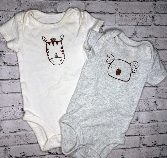 Carter’s: 2pc Animal Bodysuits- Newborn