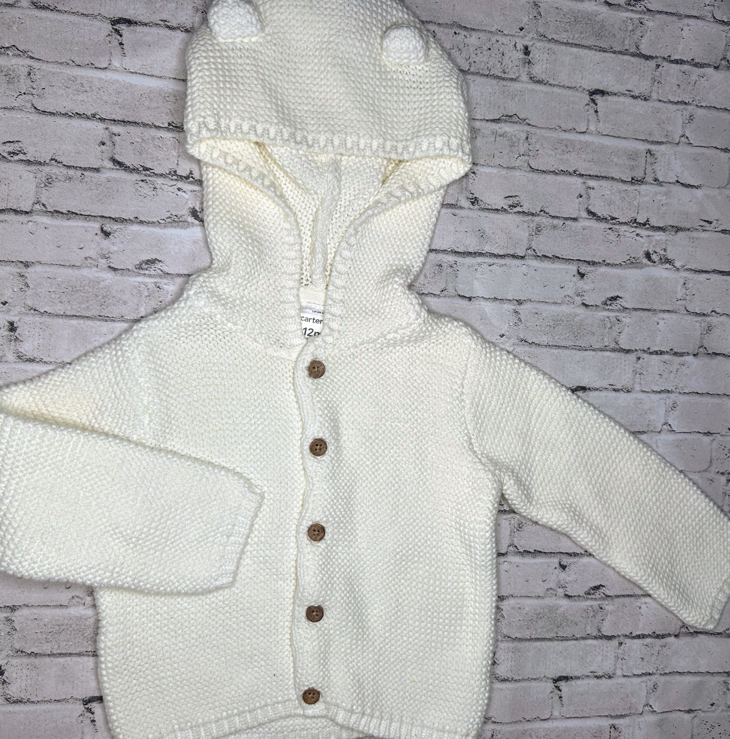 Carter’s: White Knit Sweater- 12m