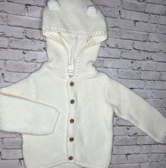 Carter’s: White Knit Sweater- 12m