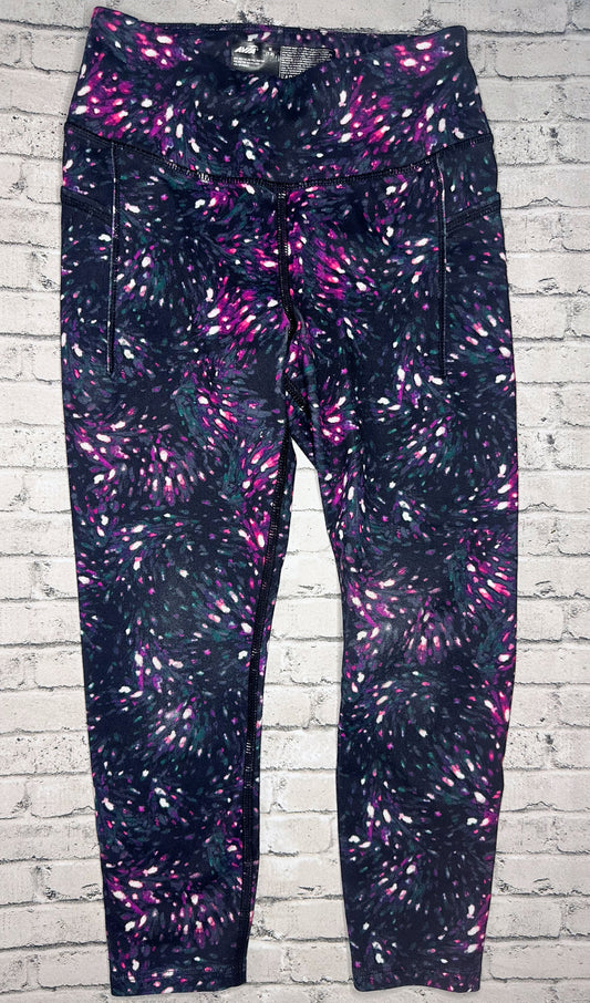 Avia: Purple Patterned Leggings w/ Pockets - 7/8