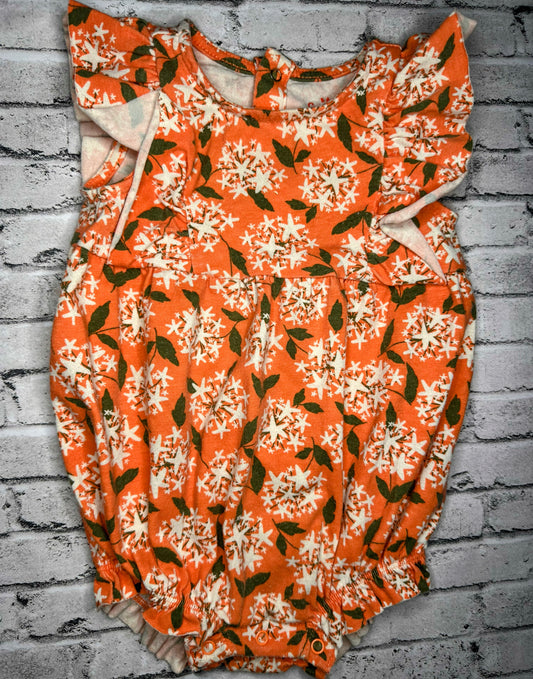 Cat & Jack: Orange Floral Romper- 6/9m