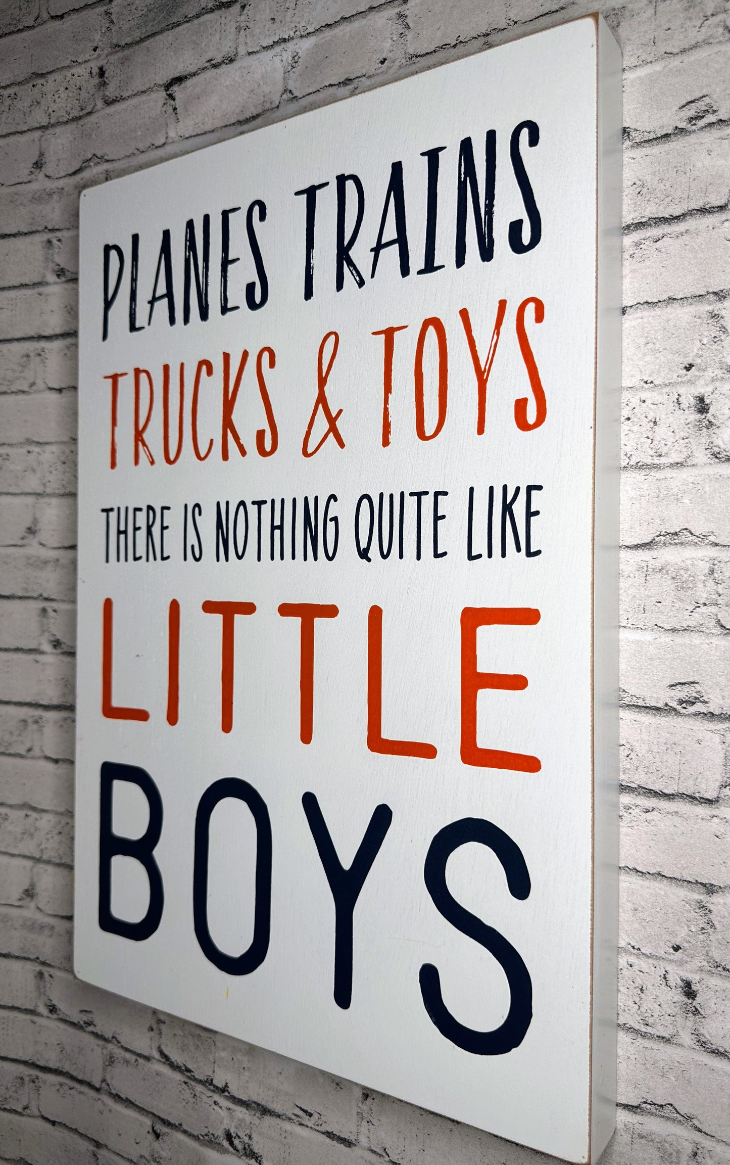 “Planes, Trains, Trucks & Toys” Wooden Decor - 16.5”x11”