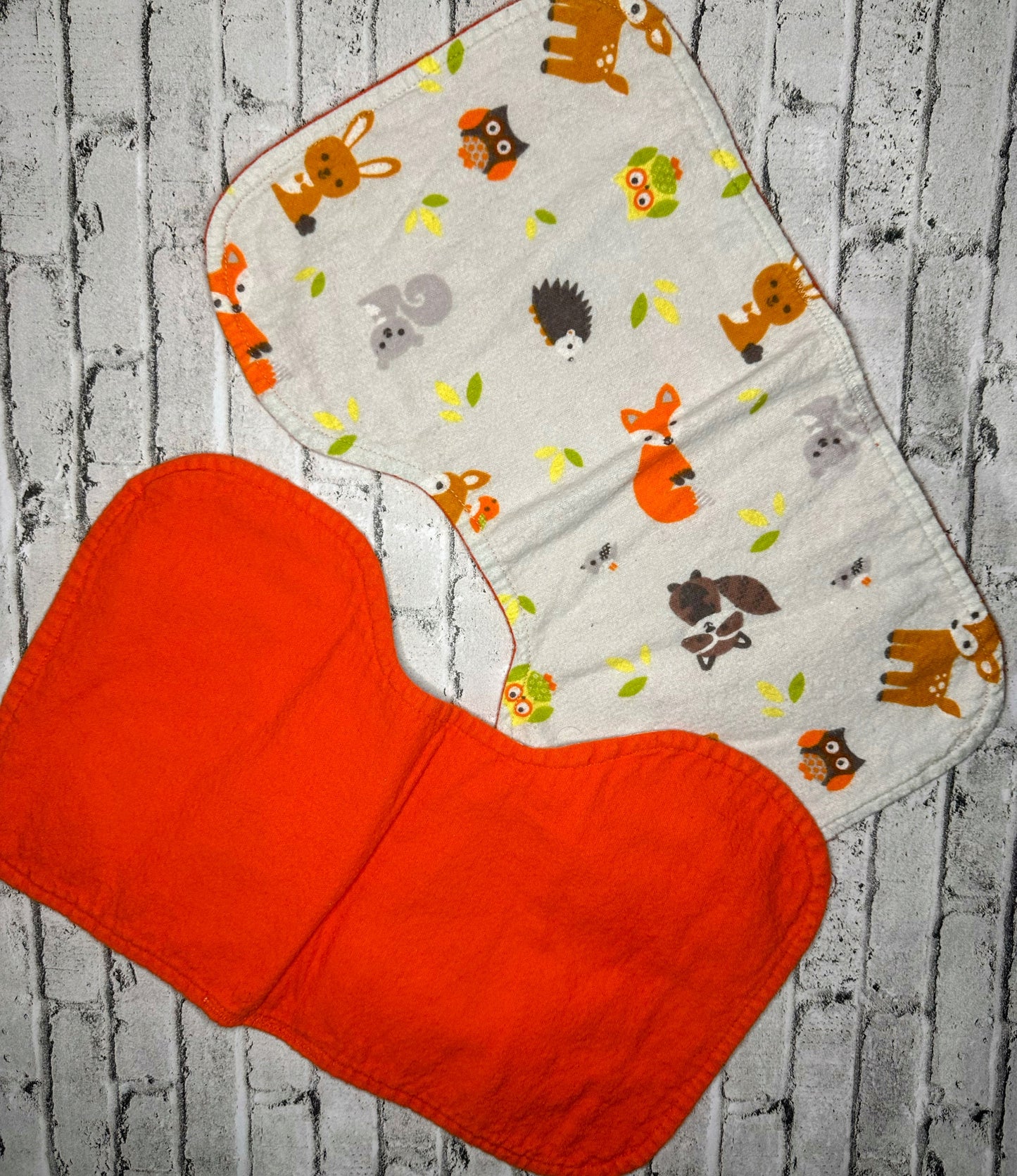 2pk Orange Woodland Burp Cloths