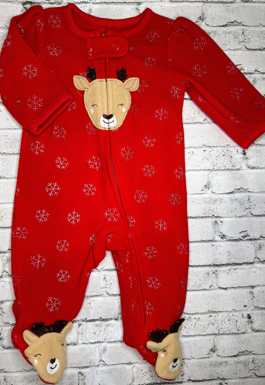 Child of Mine: Reindeer Fleece Sleeper- Newborn