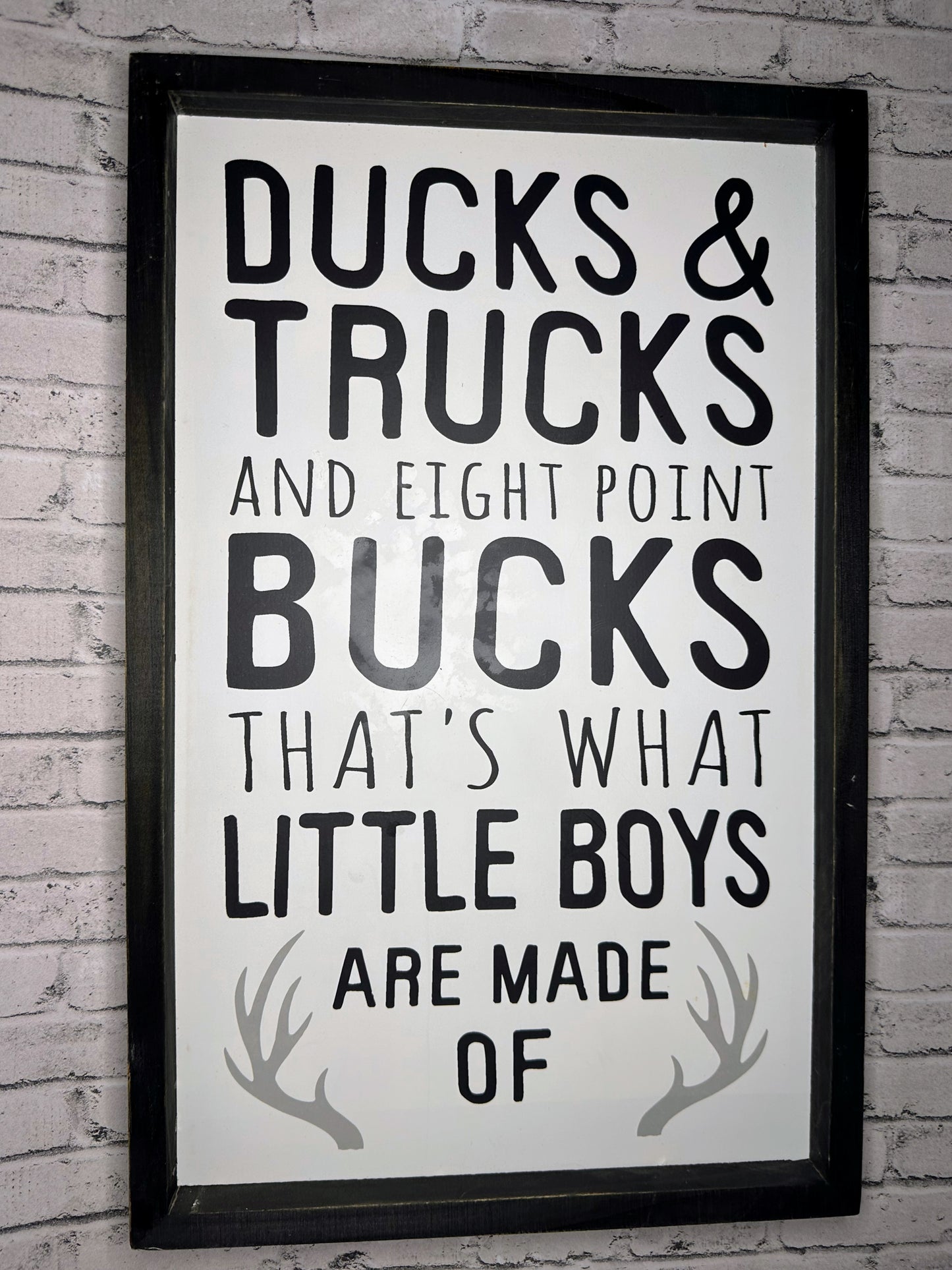 “Trucks & Ducks” Large Framed Wooden Decor - 20”x12”