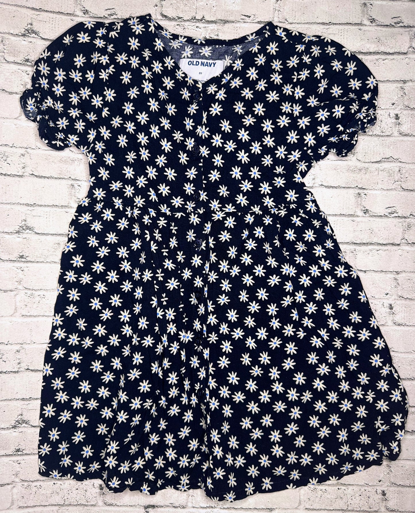 Old Navy: Navy Flower Dress - 3T