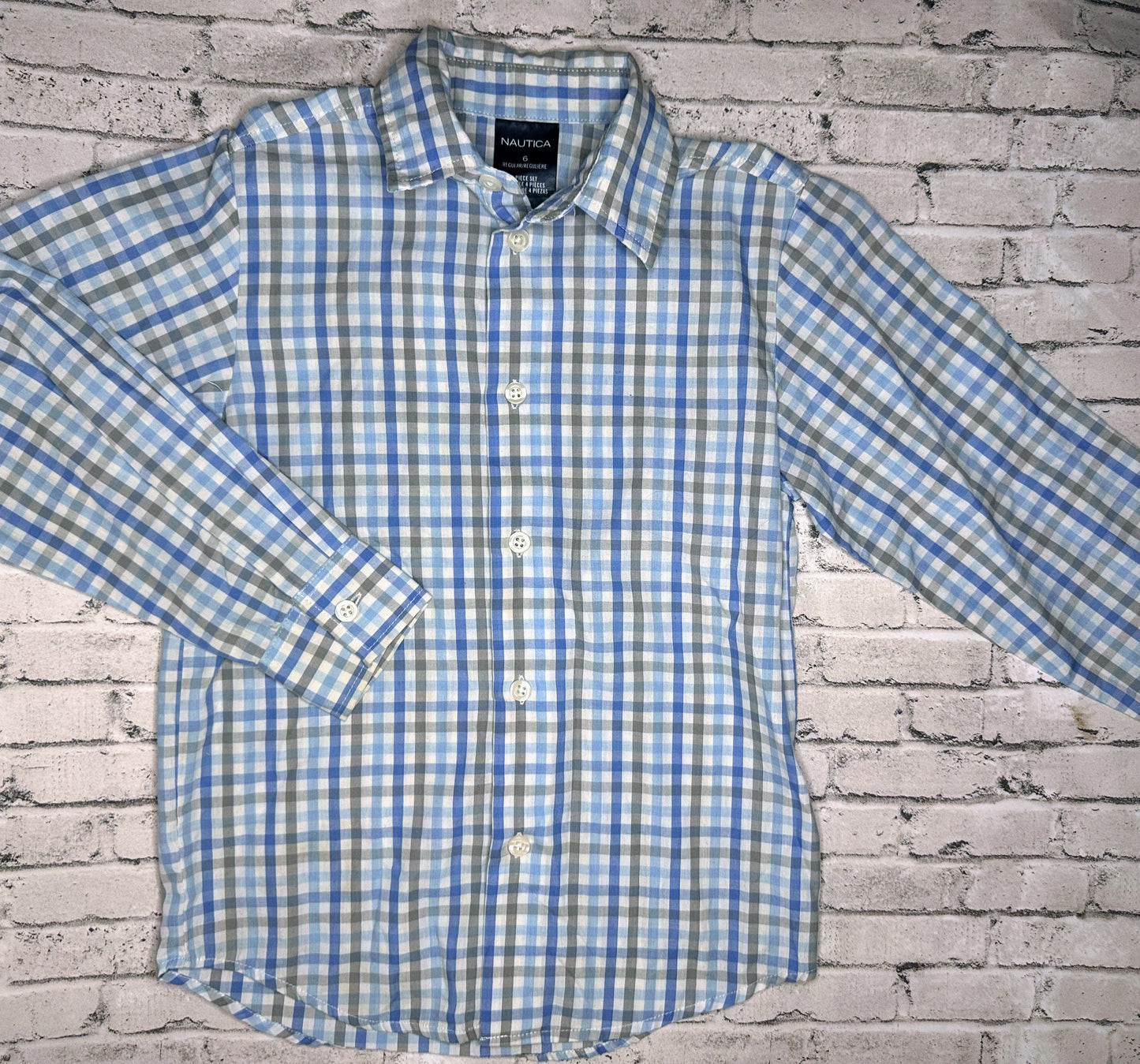 Nautica: Blue Checkered Button Up- 6