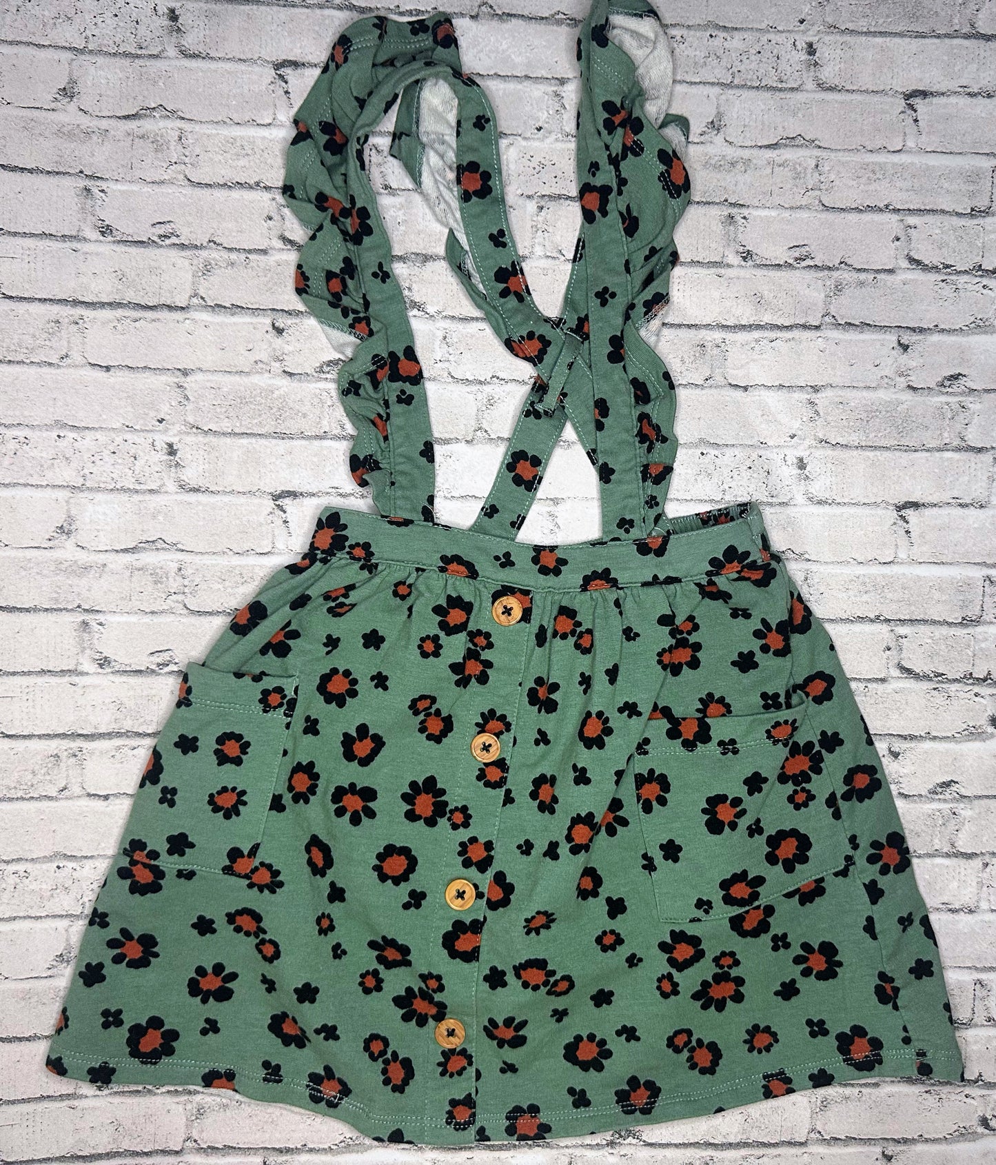 Wonder Nation: Olive Leopard Overall Skirt- 4T